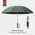 Forest green automatic inverted umbrella with 106cm canopy and ring hook handle - 23 Inch / 106cm Diameter / Forest Green