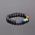 Bracciale chakra in pietra lavica nera albero della vita con sette perle colorate - Pietra Lavica Albero della Vita 7 Chakra Perline Bracciale