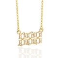 Golden necklace with gothic 1111 pendant set in sparkling white cubic zirconia stones - Gold-888