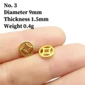 Makroaufnahme einer 9mm Goldmünzen-Perle mit Angabe von Durchmesser und Dicke - Stil 3/Gold/Durchmesser 9mm