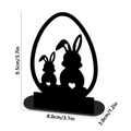 Tabella taglie decorazione pasquale con coniglio in acrilico nero, altezza 9,5cm e larghezza 8cm - Stile Uovo Doppio Coniglio / Nero (YKL267)