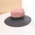 Dettaglio cappello parasole rosa e grigio a tesa larga con rete traspirante - M (56-58cm) / Cappello da Trekking Rosa