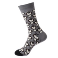 Men's retro grey crew socks with black white and brown geometric abstract patterns - 1097-Grey Abstract