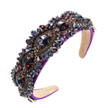 Baroque wide headband with luxury purple rhinestones and crystal beadwork - Purple