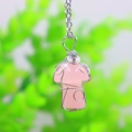 Handmade wire-wrapped rose quartz mushroom pendant on silver chain necklace - Rose Quartz Silver-tone