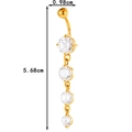 Golden stainless steel belly ring featuring four round clear cubic zirconia pendants - 0188-7# Four Round Diamond Tassel Style / Gold