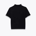 Jersey clásico negro de manga corta con cuello alto y bordes enrollados en fondo blanco - S / Negro