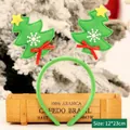 Christmas headband with plush green trees, red bows and star detail, 12x23cm size - Green Tree Spring