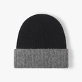 Gorro de punto de invierno en contraste negro y gris con textura de canalé vertical - Negro