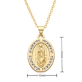 Gold-plated Virgin Mary oval pendant necklace with white crystals and size dimensions - Gold Oval Virgin Mary (c014)