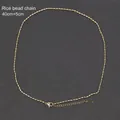 Collar minimalista de acero inoxidable chapado en oro 18K cadena arroz de 40cm - Cadena de Cuentas de Arroz