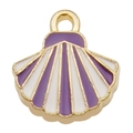 Charming purple and gold enamel scallop shell pendant for DIY jewelry making - Purple Shell