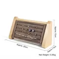 Solid wood jewelry display stand with gray velvet slots for rings and earrings - Horizontal Jewelry Bar / Coffee Velvet