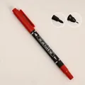 Waterproof red dual-tip marker pen with round and needle tips for art and drawing - Oil-based Hongcheng / Bulk Packaging / Red