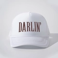 Cappellino trucker bianco classico con stampa DARLIN' e rete traspirante - Bianco