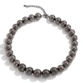 Collar estilo hip hop con grandes cuentas gris oscuro pulidas y cadena ajustable - Color gunmetal