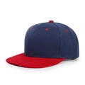 Klassische Snapback-Cap in Dunkelblau und Rot aus hochwertigem Baumwoll-Twill - Zweifarbig Rot + Marineblau / Verstellbar