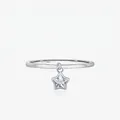 Minimalistischer S925 Sterlingsilber Sternanhänger-Ring mit weißem Zirkonia-Stein - US Größe 5 / Silber