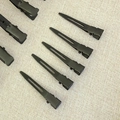 Detailed view of professional matte black metal alligator hair clips on linen fabric - Small (5pcs OPP Bagged + Certificate) / Black