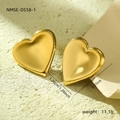 Detailed view of gold heart earrings with 3.26cm dimensions and 11.1g weight specs - Heart Style (NMSE-D558-1) / Gold