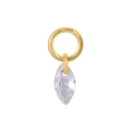 S925 sterling silver gold charm with marquise cut clear gemstone for DIY earrings - A0023-Marquise / Gold