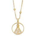 Hip hop fashion gold cross pendant with colorful zircon and beaded chain necklace - Style B-Pave Zircon Virgin Mary