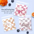Detail of cartoon self-adhesive packaging bags with colorful grid animal patterns - 3-in-1 Animal Style / 10x10+3cm (Approx. 100pcs)