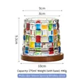 270ml colored woven glass whiskey tumbler with rotating wooden base and lattice pattern - Multicolor Weave Pattern with Wooden Base