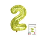 40-inch lemon green number 2 foil balloon with metallic finish in retail packaging - 40-inch Jelly Yellow 2 With Paper Card
