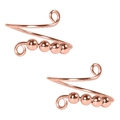 Adjustable rose gold spiral anxiety ring with four rotating sliding metal beads - 2 Pcs/Set / Rose Gold
