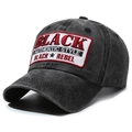 Berretto vintage grigio antracite lavato con toppa Black Rebel e design retrò - Nero