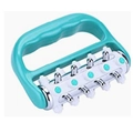 Handheld teal five-row roller massager with white base and stainless steel roller balls - 1001-2 Green Steel Column Massager