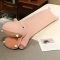 Weiches rosa Nilpferd-Plüschkissen in Langform, perfekt zum Seitenschlafen und als Deko - Rosa Nilpferd / 100cm(1.25kg)