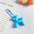 Sky blue laser balloon dog keychain with matching matte resin finish and metal chain - Matte Blue
