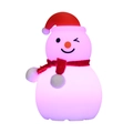Pink glowing snowman silicone night light with red hat and scarf on white background - 7-Color Light (7 Color Modes)