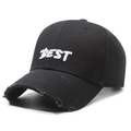 Casquette noire vintage avec broderie BEST en relief et détails usés sur la visière - Réglable / Noir