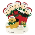 Custom resin Christmas ornament featuring five people and a golden retriever in a red dog house - 5 Snowmen And Pet Dog Machine Printed Style (A328)