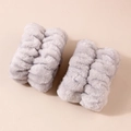 Elastic light grey plush wristbands in soft microfiber for face washing protection - A Pair Of Grey Items (3 Hand-stitched Threads)