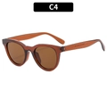 Modische Damen-Sonnenbrille in Bernstein-Optik mit dickem Rahmen und braunen Gläsern - Tee Rahmen Tee Gläser