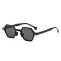 Lunettes de soleil hexagonales rétro noires avec monture géométrique et verres gris - Monture Noire Verres Noir Gris
