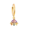 Detail of 18K gold planet hoop earrings featuring colorful zircons and Saturn charms - Gold UFO