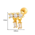 Gold stud earring with cubic zirconia inlay and screw back, dimensions 0.9cm by 0.85cm - 9# Gold - Composite Dangle