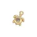 Detailed view of a golden sea turtle pendant with a sparkling micro-set round zircon stone - Gold Tortoise