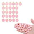 Detail of pink enamel A-Z round alphabet pendants with gold plating for DIY jewelry - A-Z Set (26Pcs) / Pink
