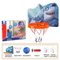 Panier de basket mural pour enfants avec motif requin bleu et deux ballons - Thème Requin (NO.2666-2)