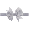 Detailed macro view of the light grey grosgrain ribbon bow and elastic headband texture - Gray