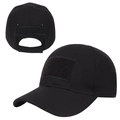 Tactical black baseball cap with ripstop fabric and adjustable hook-and-loop patches - Black