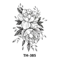 Waterproof temporary tattoo featuring black and white peony line art design TH-385 - Th-385 / 210*148mm