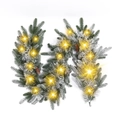 Green flocked Christmas garland with pine cones and warm LED lights on white background - 1.8m Garland (3m 30LEDs Lighted)