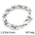 Bracelet gourmette pour homme en acier inoxydable argenté, fermoir mousqueton, 210x11mm - Style de Maillons Entrelacés Épais (KB162562-Z)
